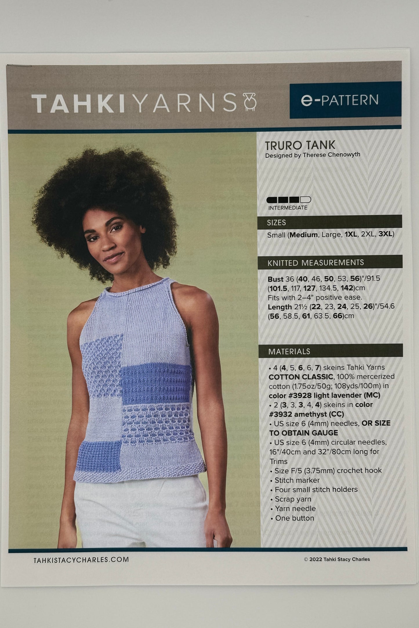 Truro Tank, Tahki Yarns