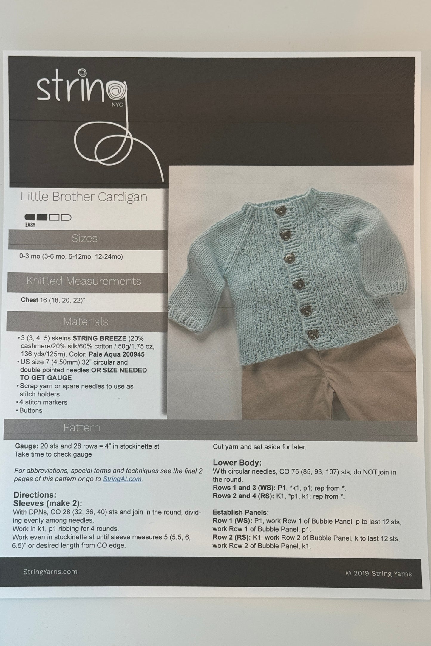 The Little Brother Cardigan, By String Yarns